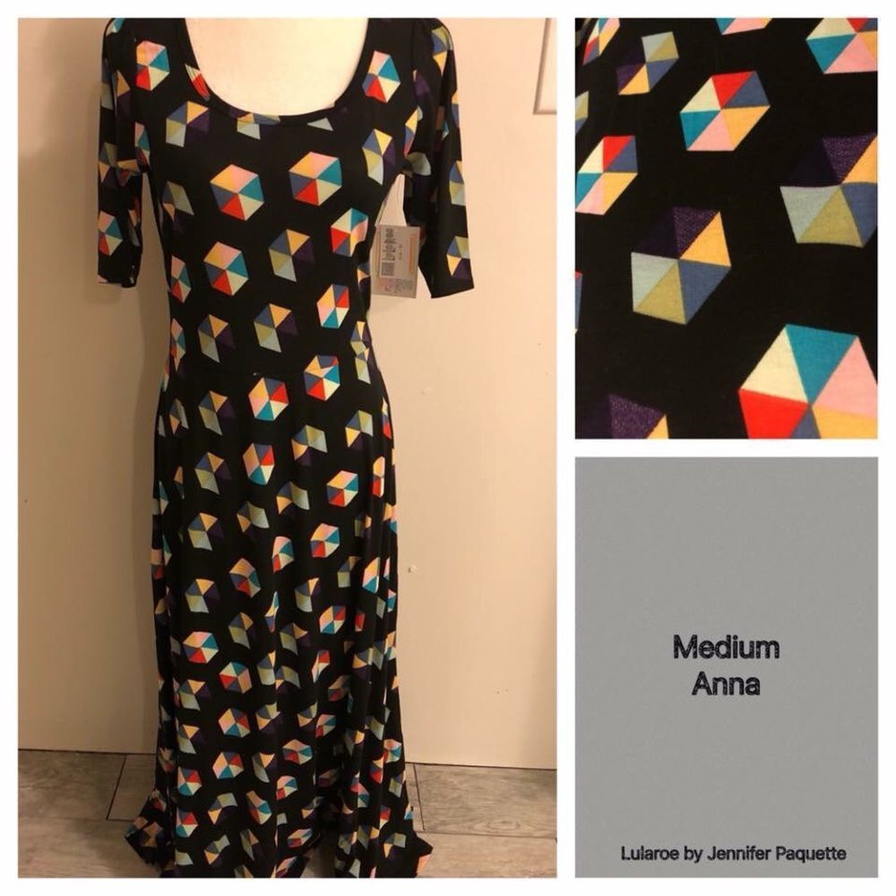Lularoe Ana medium black with Geometric shapes
